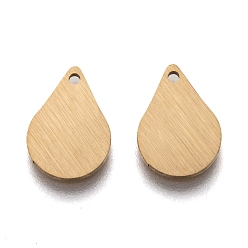 Золотой Ионное покрытие (ip) 304 подвески из нержавеющей стали, пустая бирка с матовой отделкой, лазерная резка, двухсторонний эффект тягового станка, слеза, золотые, 12x9x1 мм, отверстие : 1 мм