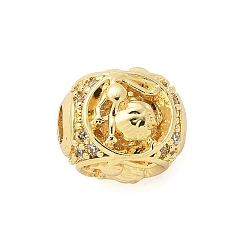 Лео Латунные микро проложить кубического циркония бусы, двенадцать созвездий, реальный 18 k позолоченный, Лев, 9x9x10 мм, отверстие : 2.7 мм