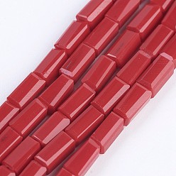 Малиновый Непрозрачное стекло бисер нитей, граненые, кубоид, малиновый, 6.5~7x3~3.5x3~3.5 мм, отверстие : 0.5 мм, около 80 шт / нитка, 20.6~22 дюйм (52.5~56 см)