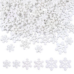Белый 100 шт. 3 стили кабошон из смолы, снежинка, белые, 17~25x18~28x3.5~4 мм