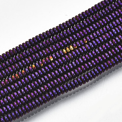 Индиго Гальванизировать немагнитных синтетический гематит бисер пряди, Плоский круглый / диск, индиговые, 2x1 мм, отверстие : 0.8 мм, около 450~456 шт / нитка, 15.75 дюйм ~ 15.94 дюйм (40 см ~ 40.5 см)