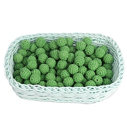 Зеленый Бусины из ткани ручной работы, дерева, покрытого шерстью, круглые, зелёные, 20 мм