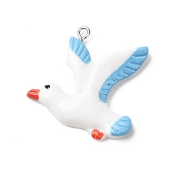 Sea Mew Непрозрачные подвески смолы, с железной платиной петлей, море мяу, 33.5x34.5x5 мм, отверстие : 2 мм