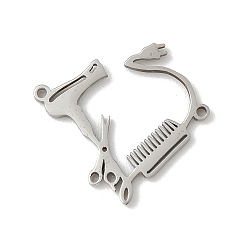 Нержавеющая Сталь Цвет 304 подвески из нержавеющей стали, лазерная резка, ссылка на инструменты для волос, анти-тускнение, цвет нержавеющей стали, 25x20x1 мм, отверстие : 1.2 мм