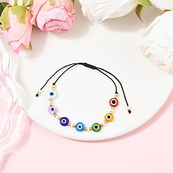 Черный Регулируемые браслеты из бисера ручной работы от сглаза, плетеные из бусин для мужчин и женщин, чёрные, внутренний диаметр: 1-7/8~3-1/8 дюйм (4.8~8 см)