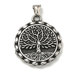 Tree of Life 316 хирургические подвески из нержавеющей стали, плоско-круглые, античное серебро, древо жизни, 44x38x5.5 мм, отверстие : 4x8 мм