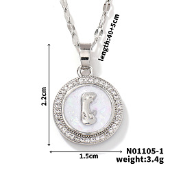 Белый Латунные микропаве из прозрачных кубических цирконий, плоские круглые ожерелья с подвеской в виде Девы Марии, платина, белые, 15.75 дюйм (40 см)