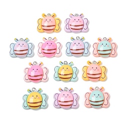 (52) Непрозрачная лаванда Подвески из смолы, бабочки прелести, с железной платиной петлей, разноцветные, 22~22.5x25~25.5x7~8 мм, отверстие : 1.8~2 мм