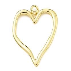 Настоящее золото 18K Сердечко стойка покрытие латунь большие подвески, с прыжковых колец, долговечный, без свинца и без кадмия, реальный 18 k позолоченный, 61x46.5x3 мм, отверстие : 6 мм