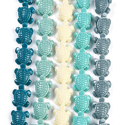 (52) Непрозрачная лаванда Нити резных бусин из синтетического коралла, окрашенные, черепаха, разноцветные, 18.5x16x7.5 мм, отверстие : 1.2 мм, около 20 шт / нитка, 13.78'' (35 см)