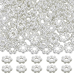 Нержавеющая Сталь Цвет 80 шт. 304 распорные втулки из нержавеющей стали, цветок, гранулированные бусины, цвет нержавеющей стали, 5x1.3 мм, отверстие : 1.5 мм