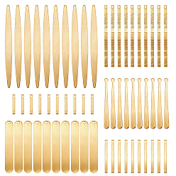 Золотой 60 шт 6 стили латунные подвески, сырой (без покрытия), золотые, 15~62x2~6x0.5~1 мм, отверстие : 1~1.4 мм, 10 шт / стиль
