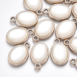 Light Gold UV Plating Acrylic Pendants, with Acrylic Imitation Pearl, Oval, Light Gold, 23x15x6mm, Hole: 2mm