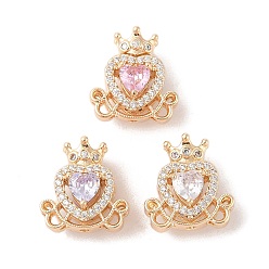 (52) Непрозрачная лаванда Золотистые латунные бусины с цирконием микро паве, без никеля , со стеклом, сердце, разноцветные, 16.5x14.5x9.5 мм, отверстие : 1.4 мм