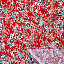 FireBrick Japanese-style Cotton Fabric, Clothing Accessories, Crane Pattern, FireBrick, 1000x1500x0.3mm