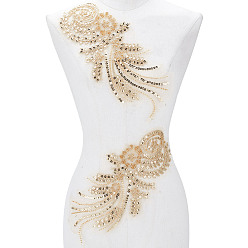 Золотистый Полиэстер с блестящей вышивкой, пришивные нашивки на одежду, аксессуары для костюма, аппликация, крыло, золотые, 333x165x2.5 мм