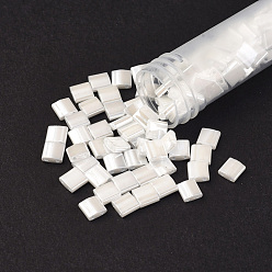 (TL420) Жемчужно-белый Цейлонский Миюки тила бусины, японский бисер, 2-луночное, (тл 420) белый жемчужный цейлон, 5x5x1.9 мм, отверстие : 0.8 мм, Около 590 шт / 50 г