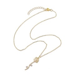 Golden Brass Flower Pendant Necklace, Cable Chains Necklaces, Golden, 20.35 inch(517mm)