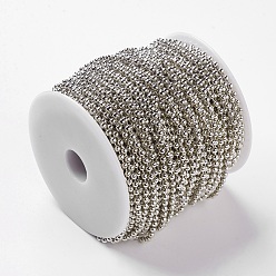 Platinum Iron Ball Chains, Soldered, with Spool, Platinum, Nickel Free, 3.2mm in diameter, about 164.04 Feet(50m)/roll