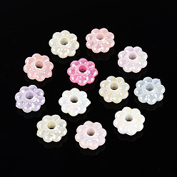 (52) Непрозрачная лаванда Пластиковые шарики, имитация желе, цветок, с покрытием AB цвета, разноцветные, 9x8.5x4 мм, отверстие : 2 мм, Около 4166 шт / 500 г