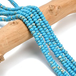 Темно-Голубой Синтетические имперские нитки из бисера яшмы, окрашенные, рондель, глубокое синее небо, 4x1.5 мм, отверстие : 0.7 мм, около 155 шт / нитка, 14.96'' (38 см)