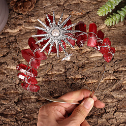 Красный Натуральные гальванические кварцевые резинки для волос, повязки для волос в виде солнечной короны для женщин и девочек, красные, 350x150 мм