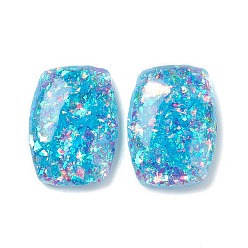 Sky Blue Resin Imitation Opal Cabochons, Flat Back Rectangle, Sky Blue, 11.5x8x2.5mm