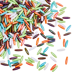 (52) Непрозрачная лаванда 400шт. спагетти из акриловых бусин с покрытием, AB цвет, рис, разноцветные, 19x6 мм, отверстие : 1 мм