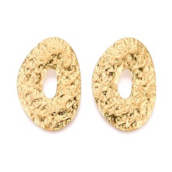 Настоящее золото 18K Текстурированные 304 подвески из нержавеющей стали большого размера, овальный шарм, ионное покрытие (ip), реальный 18 k позолоченный, 56x37x9 мм, отверстие : 5.5~6 мм