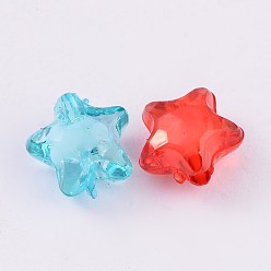 Mixed Color Transparent Acrylic Beads, Bead in Bead, Star(Round Bead Inside), Mixed Color, 12x11x8mm, Hole: 2mm, about 1200pcs/500g