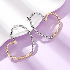 Золотой & Цвет Нержавеющей Стали Полое сердце 316 серьги-гвоздики из нержавеющей стали, золотые и нержавеющая сталь цвет, 42x36 мм