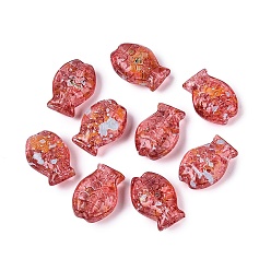 (123L) Белый крем непрозрачный блеск Прозрачные стеклянные бусины пикассо, рыба, огнеупорный кирпич, 14.5x10x5.5~6 мм, отверстие : 1.2 мм, Около 478 шт / фунт