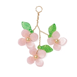 Бледно-Розовый Пластик с подвесками из акрила и медной проволоки, цветок, розовый жемчуг, 40~42x30~35x6~7 мм, отверстие : 3 мм