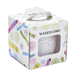 White Waxed Cotton Cords, White, 1mm, about 100yards/roll(91.44m/roll), 300 feet/roll