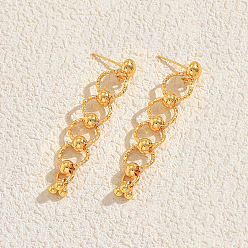 Ring Серьги-гвоздики с кисточками из латуни, реальный 18 k позолоченный, кольцо, 55x10 мм