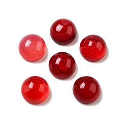 Полосатый Агат Кабошоны с агатом, покрасил и подогрел, плоско-круглые, темно-красный, 10x6 мм
