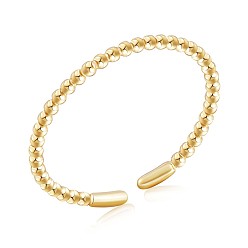 Real 18K Gold Plated 925 Sterling Silver Ball Chains Shape Open Cuff Ring for Women, Real 18K Gold Plated, US Size 5 1/4(15.9mm)