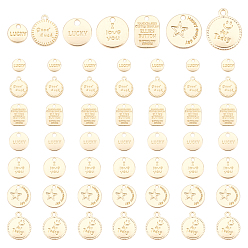 Light Gold 56Pcs 7 Style Rack Plating Alloy Charms, Cadmium Free & Lead Free, Mixed Shapes, Light Gold, 8pcs/style