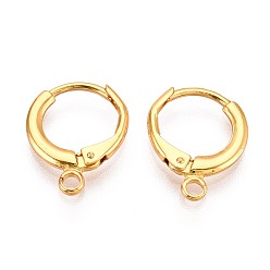 Золотой 925 серьги-кольца из стерлингового серебра, с петлей, золотые, 15x12x2.5 мм, отверстие : 1.8 мм, штифты : 0.9 мм