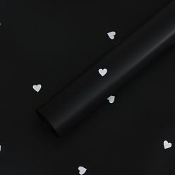 Black 20 Sheet Heart Pattern Valentine's Day Gift Wrapping Paper, Square, Folded Flower Bouquet Wrapping Paper Decoration, Black, 580x580mm