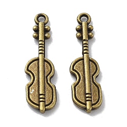 Antique Bronze Tibetan Style Alloy Pendants, Cadmium Free & Lead Free, Violin, Antique Bronze, 26x7x2mm, Hole: 1.4mm, about 833pcs/1000g