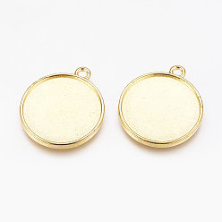 Золотой Сеттинги для кулона(кабошонов), сплав, чашки безель с краями, DIY фурнитура для ювелиных изделий, плоско-круглые, золотые, без свинца и без кадмия, 34.5x30x2.5 мм, отверстие : 3 мм, лоток : 27 мм