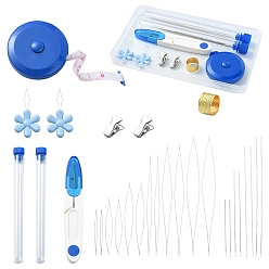 (52) Непрозрачная лаванда Игла для бисероплетения из высокоуглеродистой стали с большим ушком, с швейными ножницами, стальные бисерные иглы, рулетка, зажим для бульдога и железные наперстки для шитья, разноцветные