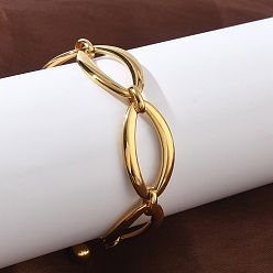 Horse Eye Двухцветные 304 браслеты из нержавеющей стали, браслеты-цепочки для женщин, лошадиный глаз , 5.98 дюйм (15.2 см)