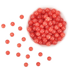 Naranja Rojo Cuentas de ojo de gato arricraf, rondo, rojo naranja, 7.5~8 mm, agujero: 1 mm, aproximadamente 14~14.5 pulgada / hebra, sobre 48~50 unidades / cadena, 3 hebras / caja
