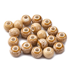 Светло-коричневый Фарфоровые бусины ручной работы, круглые, загар, 6~7x5~6 мм, отверстие : 2 мм