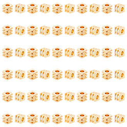 Настоящее золото 18K 60 шт. Латунные распорные втулки, кубические, реальный 18 k позолоченный, 4x4x4 мм, отверстие : 2 мм, 60 шт / комплект