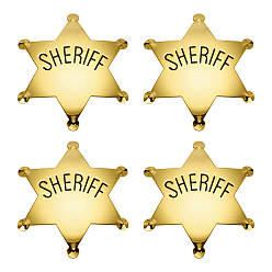 Золотой 4 шт. железные броши-значки для рюкзака, звезда со словом шериф, золотые, 65.5x57.5 мм