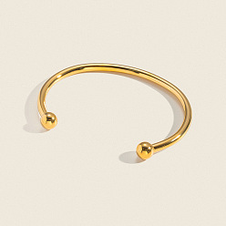 Plaqué 18K Or Véritable 304 Bracelets manchettes à torsion ouverte en acier inoxydable, réel 18 k plaqué or, diamètre intérieur: 2.52 pouce (6.4 cm)