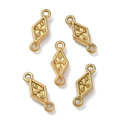 Настоящее золото 18K 304 ссылки нержавеющей стали, подвески в виде ромба с крестообразным соединением, ионное покрытие (ip), реальный 18 k позолоченный, 11.5x4.5x2.5 мм, отверстие : 1 мм